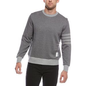 Thom Browne Mens  4-Bar Silk-Blend Crewneck Sweatshirt, Grey